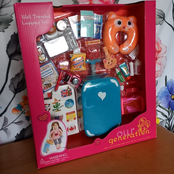 Brand New 18in doll WELL TRAVELED LUGGAGE SET Our generation suitcase travel toy - Picture 10 of 10
